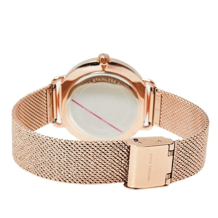 Pre Owned Michael Kors Rose Gold Tone Stainless Steel Portia MK3845 Women's Wristwatch 37 mm