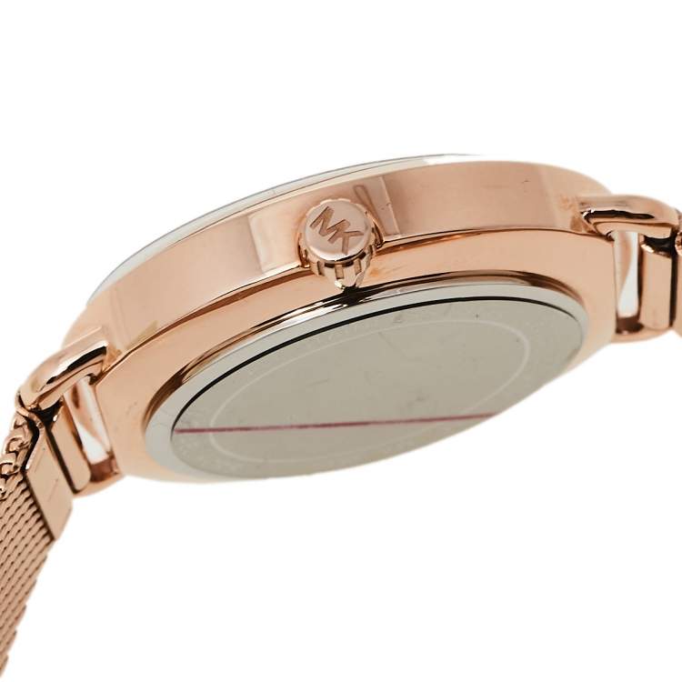 Pre Owned Michael Kors Rose Gold Tone Stainless Steel Portia MK3845 Women's Wristwatch 37 mm