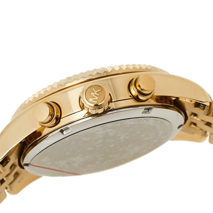 Pre Owned Michael Kors Champagne Gold Tone Stainless Steel Lexington MK5556 Women's Wristwatch 38 mm