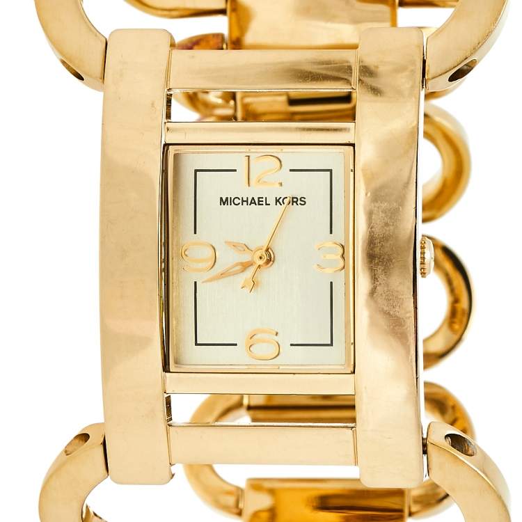 Pre Owned Michael Kors Gold Tone Stainless Steel MK3065 Women's Wristwatch 27 mm