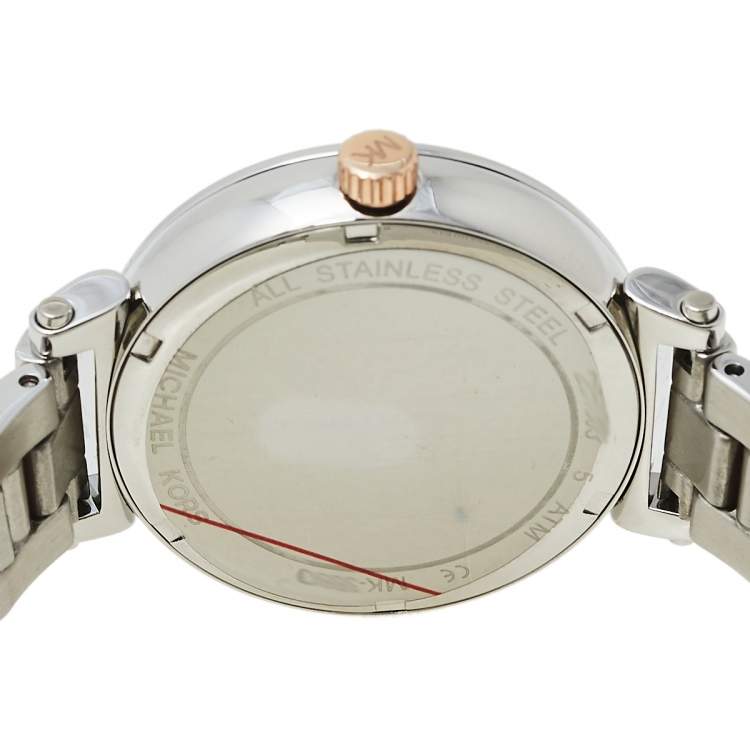 Pre Owned Michael Kors Silver Gold Plated Stainless Steel Sofie MK3880 Women's Wristwatch 36 MM
