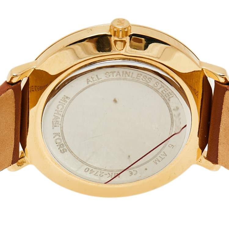 Pre Owned Michael Kors Silver Gold Tone Stainless Steel Pyper MK2740 Women's Wristwatch 38 MM