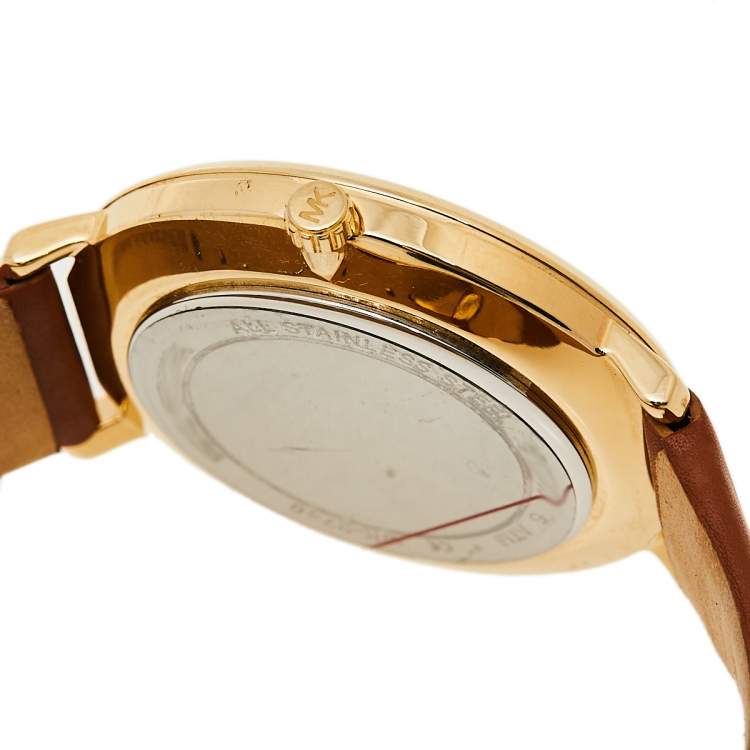 Pre Owned Michael Kors Silver Gold Tone Stainless Steel Pyper MK2740 Women's Wristwatch 38 MM