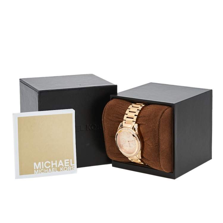 Pre Owned Michael Kors Rose Gold Tone Stainless Steel Blair MK5613 Women's Wristwatch 33 mm