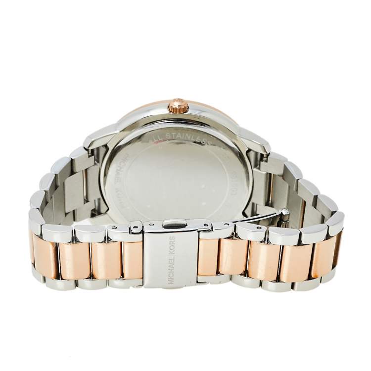 Pre Owned Michael Kors Mother of Pearl Two-Tone Stainless Steel Madelyn MK6288 Women's Wristwatch 40 mm
