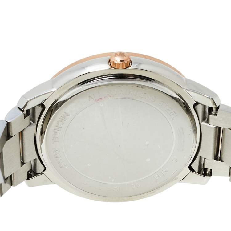 Pre Owned Michael Kors Mother of Pearl Two-Tone Stainless Steel Madelyn MK6288 Women's Wristwatch 40 mm