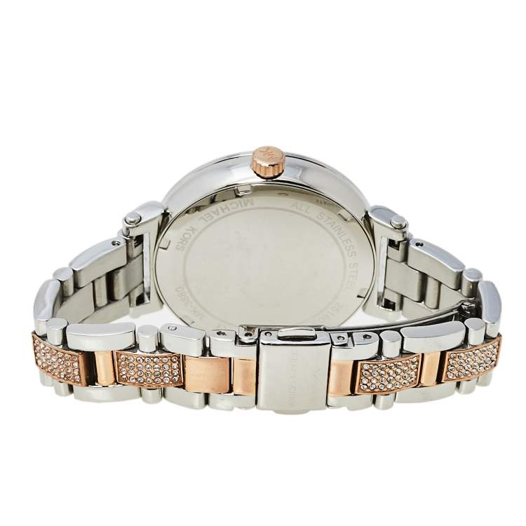 Pre Owned Michael Kors Silver Two-Tone Stainless Steel Sofie MK3880 Women's Wristwatch 36 mm