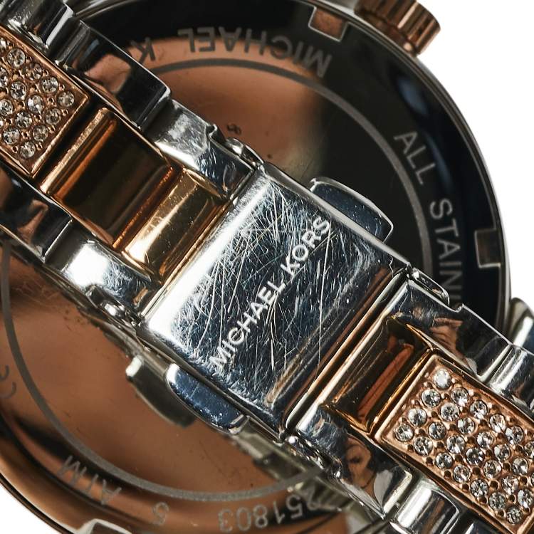 Pre Owned Michael Kors Silver Two-Tone Stainless Steel Sofie MK3880 Women's Wristwatch 36 mm