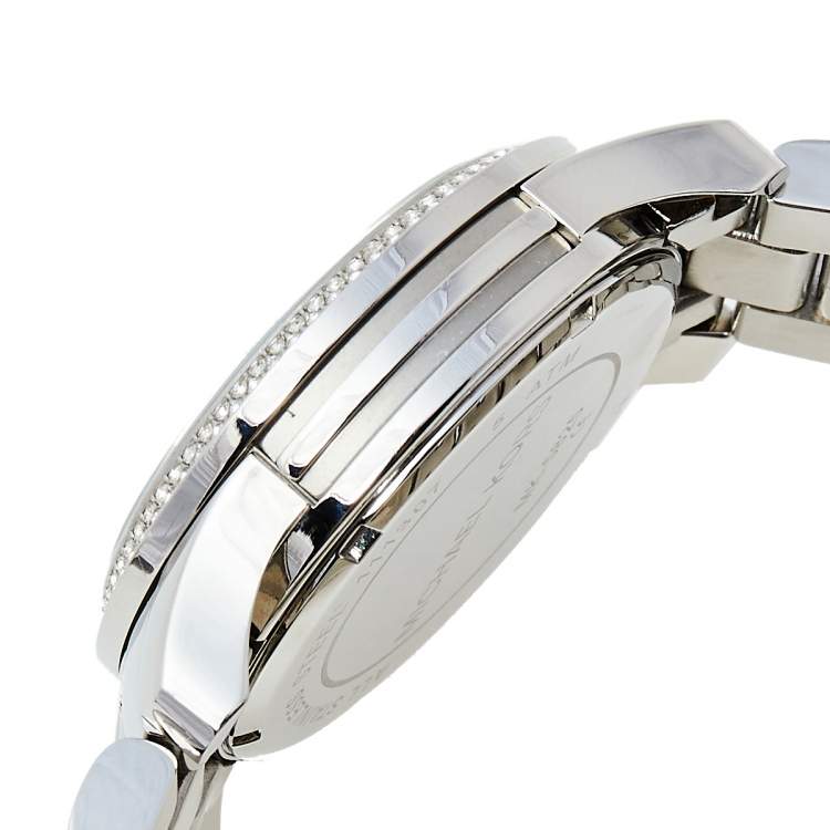 Pre Owned Michael Kors Silver Stainless Steel Runway Glitz MK5825 Women's Wristwatch 38 mm