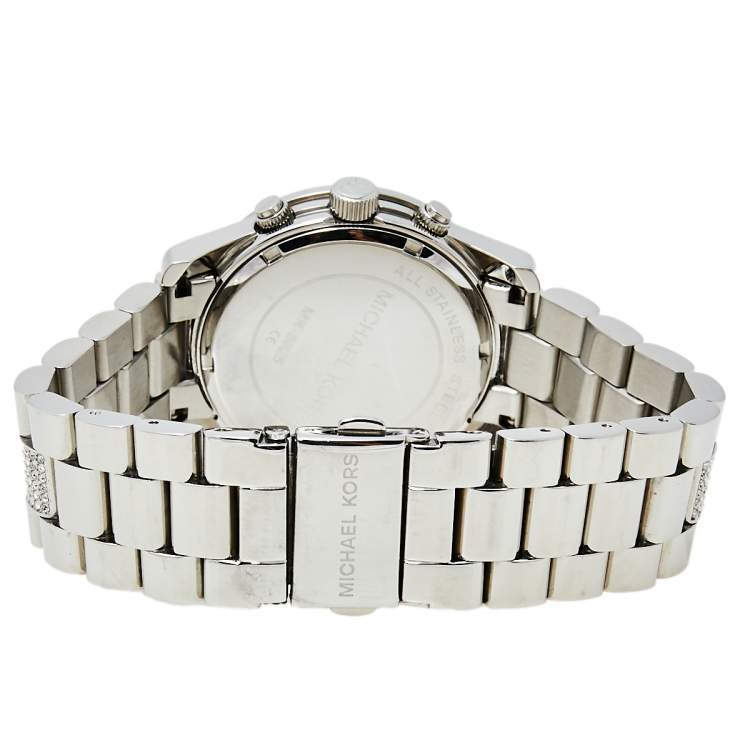 Pre Owned Michael Kors Silver Stainless Steel Runway Glitz MK5825 Women's Wristwatch 38 mm