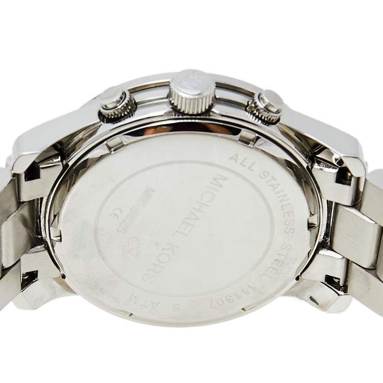 Pre Owned Michael Kors Silver Stainless Steel Runway Glitz MK5825 Women's Wristwatch 38 mm