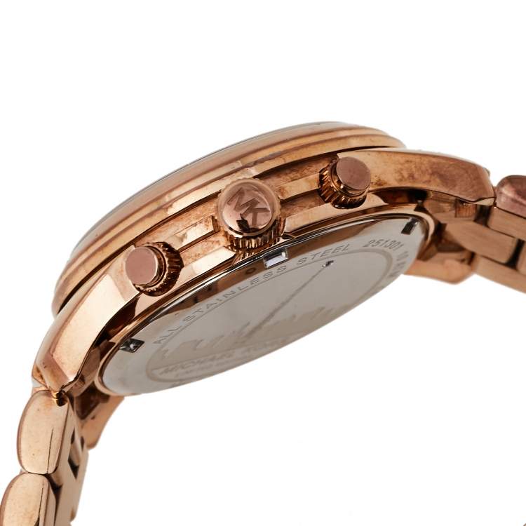 Pre Owned Michael Kors Silver Gold Plated Stainless Steel Limited Edition Dubai Runway MK5771 Women's Wristwatch 39 mm
