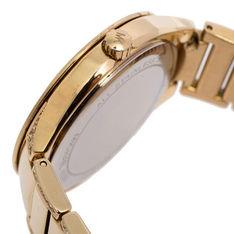 Pre Owned Michael Kors Mother of Pearl Gold Tone Stainless Steel Kerry MK3312 Women's Wristwatch 37 mm