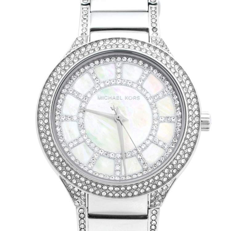 Pre Owned Michael Kors Mother of Pearl Stainless Steel Kerry MK3311 Women's Wristwatch 37 mm