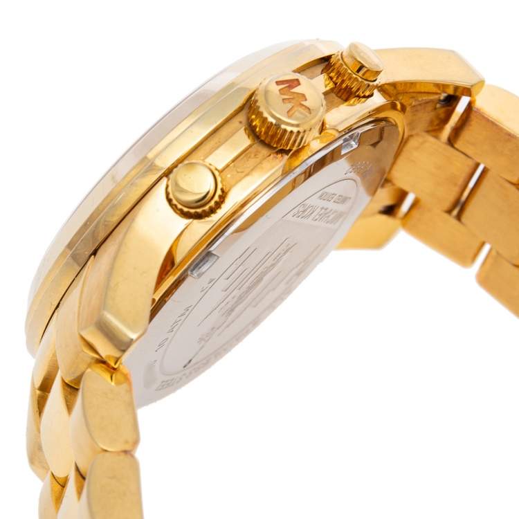 Pre Owned Michael Kors Yellow Gold Tone Stainless Steel Runway Limited Edition MK5662 Women's Wristwatch 38 mm