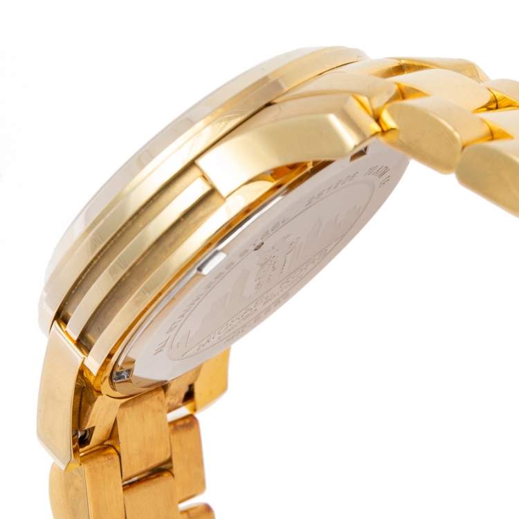 Pre Owned Michael Kors Yellow Gold Tone Stainless Steel Runway Limited Edition MK5662 Women's Wristwatch 38 mm
