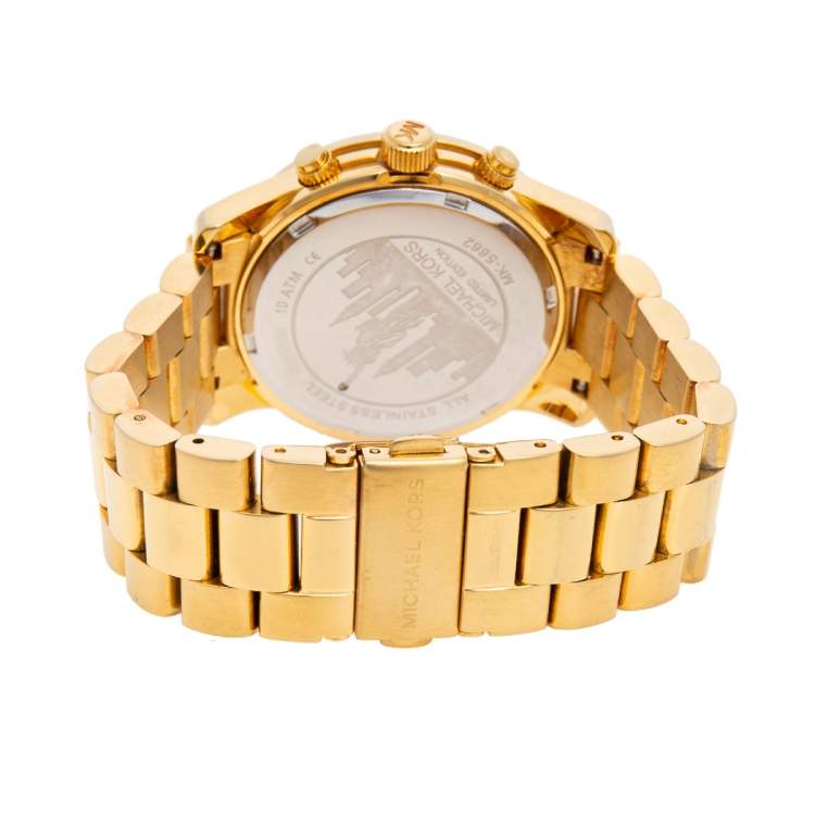 Pre Owned Michael Kors Yellow Gold Tone Stainless Steel Runway Limited Edition MK5662 Women's Wristwatch 38 mm