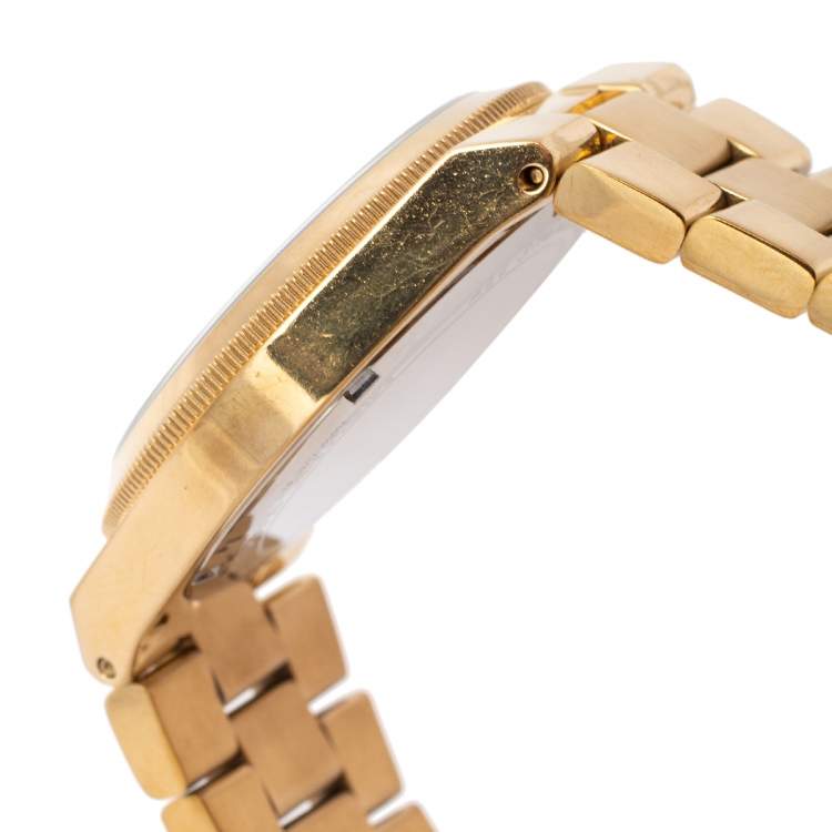 Pre Owned Michael Kors Turquoise Gold Plated Stainless Steel Channing MK5894 Women's Wristwatch 38 mm