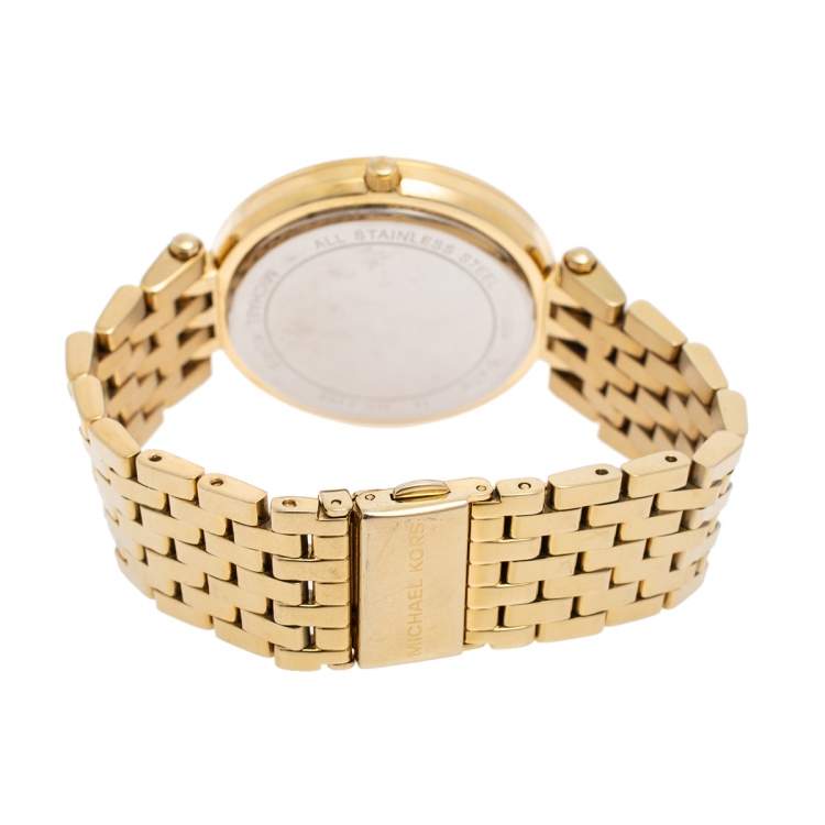 Pre Owned Michael Kors Yellow Gold Tone Stainless Steel Darci MK3398 Women's Wristwatch 39 mm
