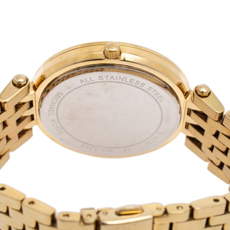 Pre Owned Michael Kors Yellow Gold Tone Stainless Steel Darci MK3398 Women's Wristwatch 39 mm