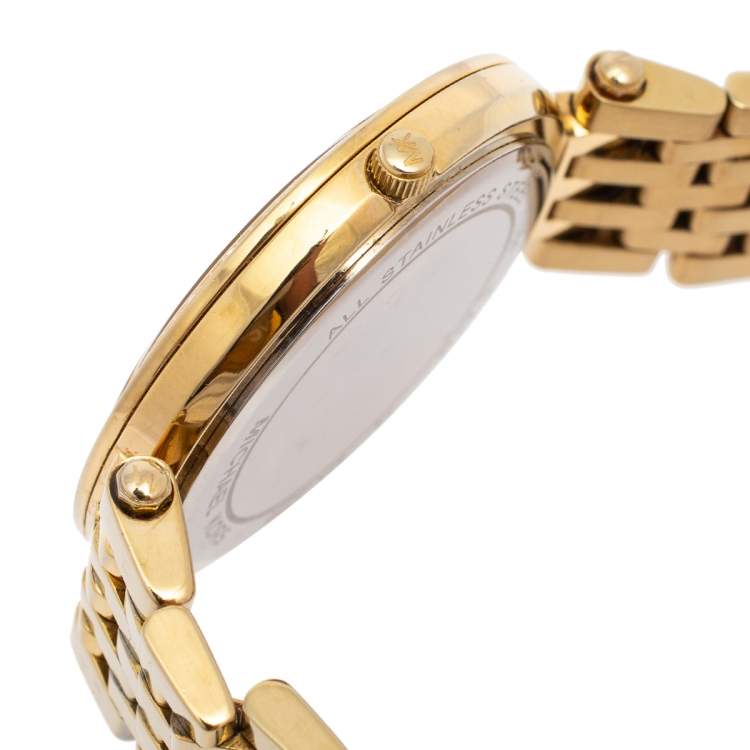 Pre Owned Michael Kors Yellow Gold Tone Stainless Steel Darci MK3398 Women's Wristwatch 39 mm