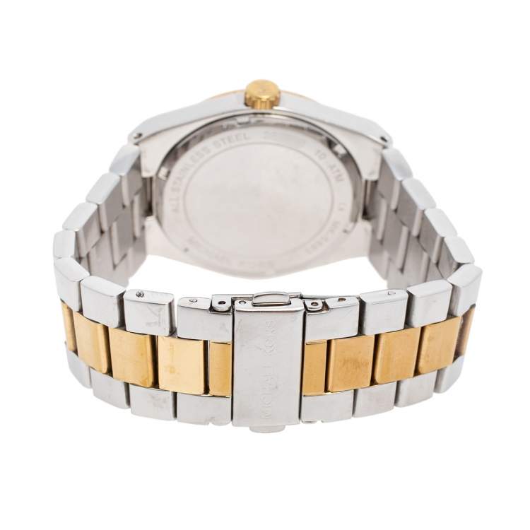 Pre Owned Michael Kors Blue Two-Tone Stainless Steel Channing MK5893 Women's Wristwatch 38 mm
