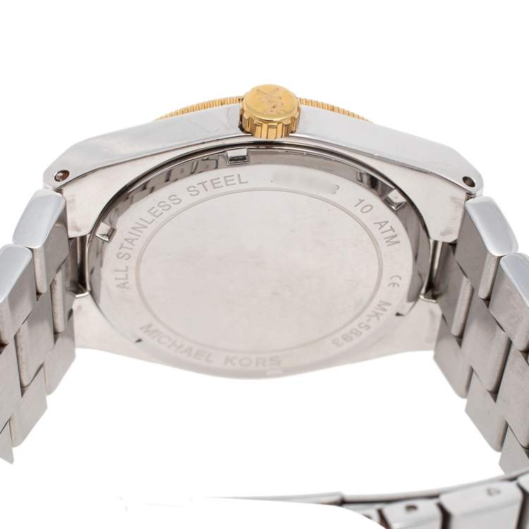 Pre Owned Michael Kors Blue Two-Tone Stainless Steel Channing MK5893 Women's Wristwatch 38 mm