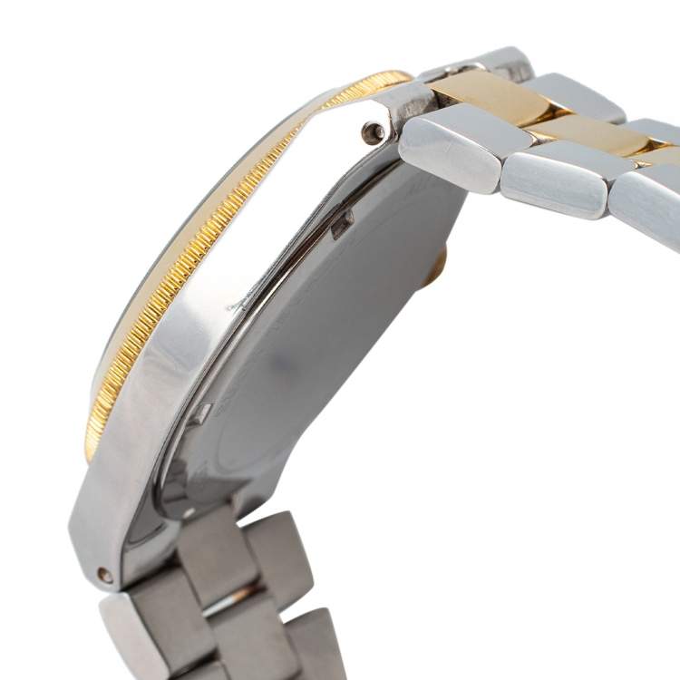 Pre Owned Michael Kors Blue Two-Tone Stainless Steel Channing MK5893 Women's Wristwatch 38 mm