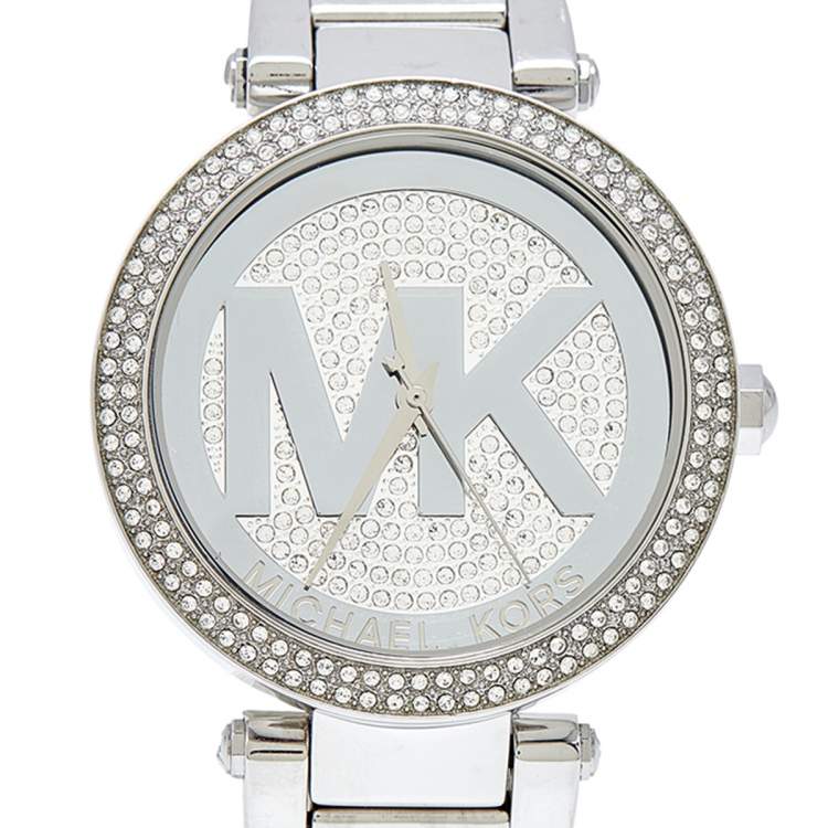 Pre Owned Michael Kors Crystal Stainless Steel Parker MK5925 Women's Wristwatch 39 mm