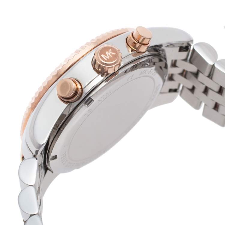 Pre Owned Michael Kors Silver Multicolor Stainless Steel Lexington MK5735 Women's Wristwatch 38 mm