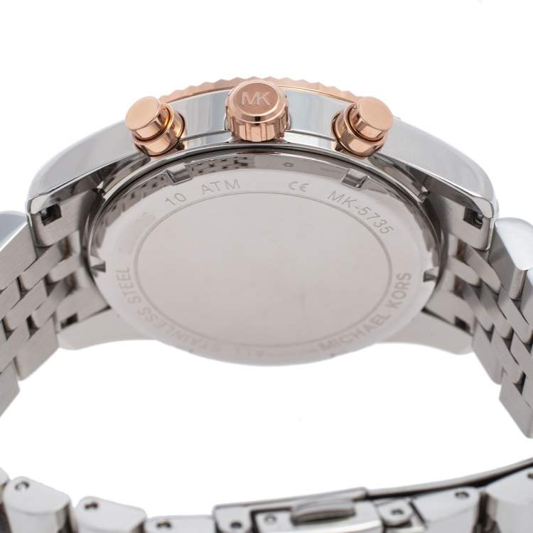 Pre Owned Michael Kors Silver Multicolor Stainless Steel Lexington MK5735 Women's Wristwatch 38 mm