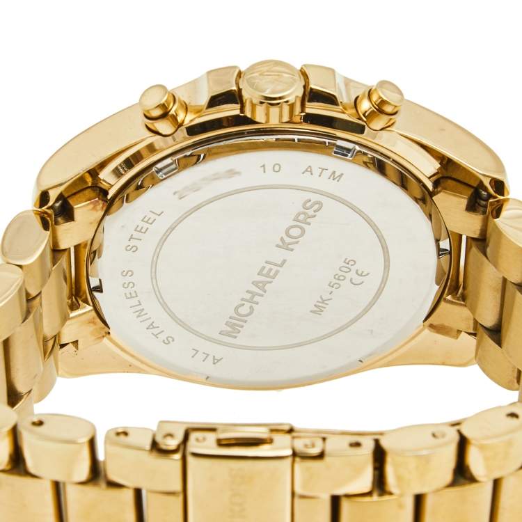 Pre Owned Michael Kors Champagne Gold Plated Stainless Steel Bradshaw MK-5605 Women's Wristwatch 40 mm