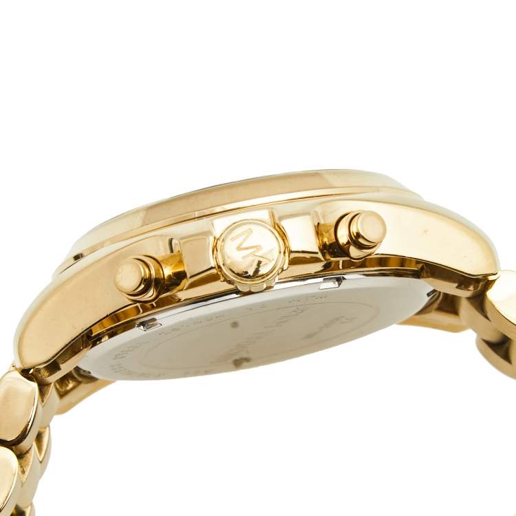 Pre Owned Michael Kors Champagne Gold Plated Stainless Steel Bradshaw MK-5605 Women's Wristwatch 40 mm