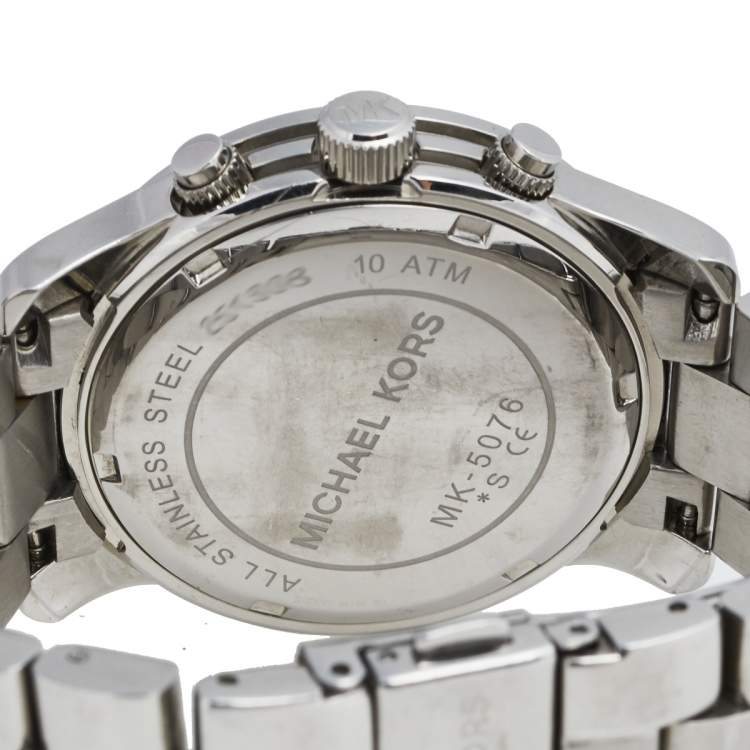 Pre Owned Michael Kors Silver Stainless Steel Runway MK-5076 Women's Wristwatch 38 mm