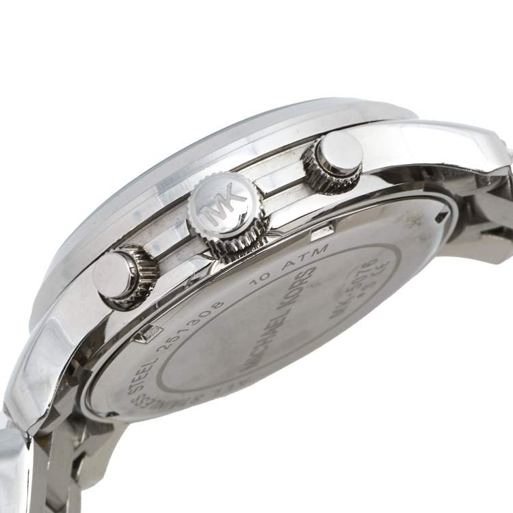 Pre Owned Michael Kors Silver Stainless Steel Runway MK-5076 Women's Wristwatch 38 mm