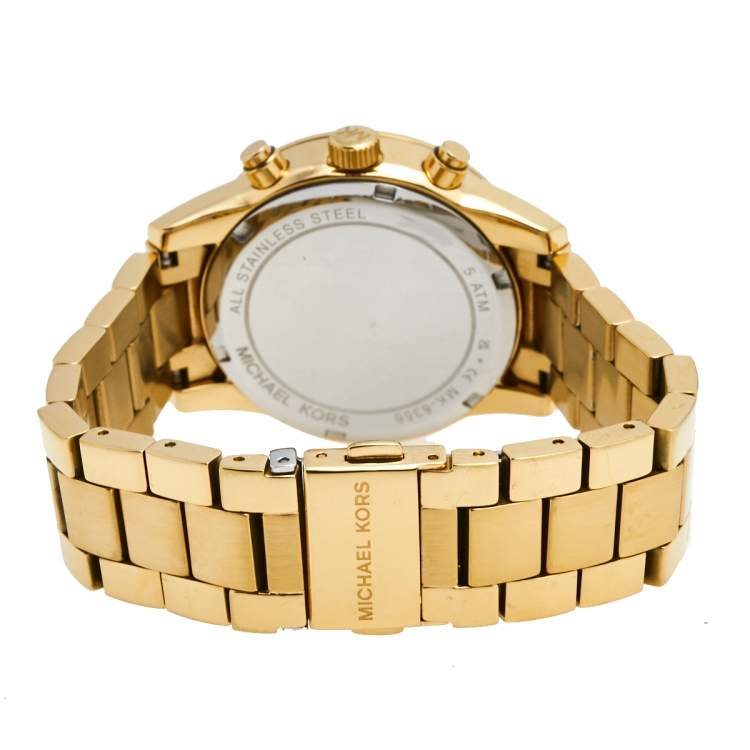Pre Owned Michael Kors Champagne Gold Plated Stainless Steel Ritz MK6356 Women's Wristwatch 37 mm