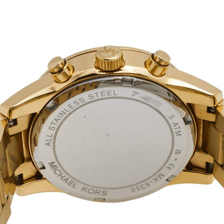 Pre Owned Michael Kors Champagne Gold Plated Stainless Steel Ritz MK6356 Women's Wristwatch 37 mm