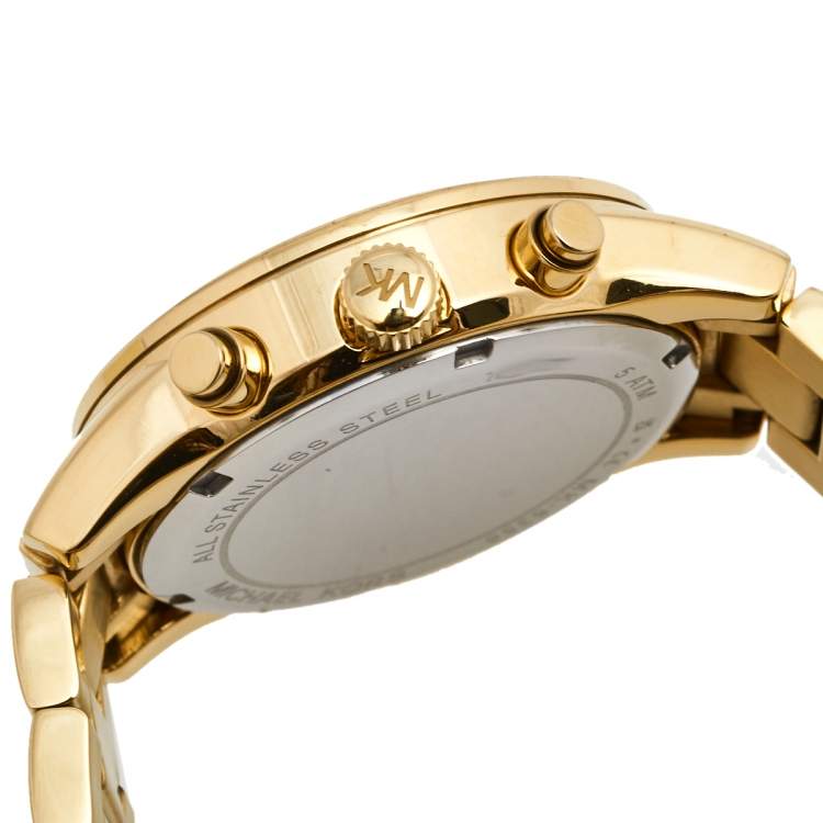 Pre Owned Michael Kors Champagne Gold Plated Stainless Steel Ritz MK6356 Women's Wristwatch 37 mm