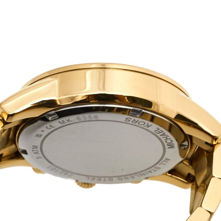 Pre Owned Michael Kors Champagne Gold Plated Stainless Steel Ritz MK6356 Women's Wristwatch 37 mm