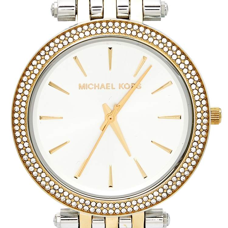 Pre Owned Michael Kors Silver Two Tone Stainless Steel Darci MK-3215 Women's Wristwatch 39 mm 