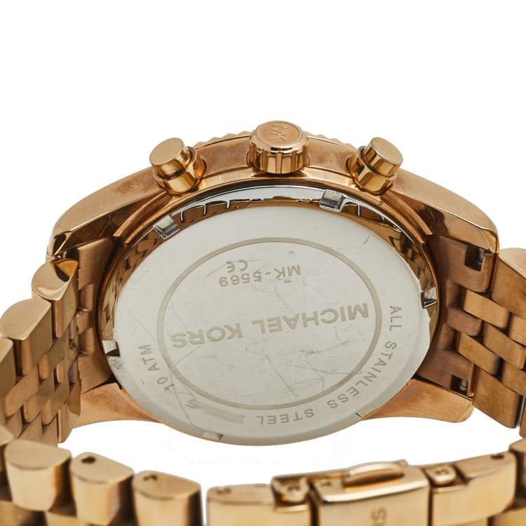 Pre Owned Michael Kors Rose Gold Plated Stainless Steel Lexington MK5569 Women's Wristwatch 38 mm