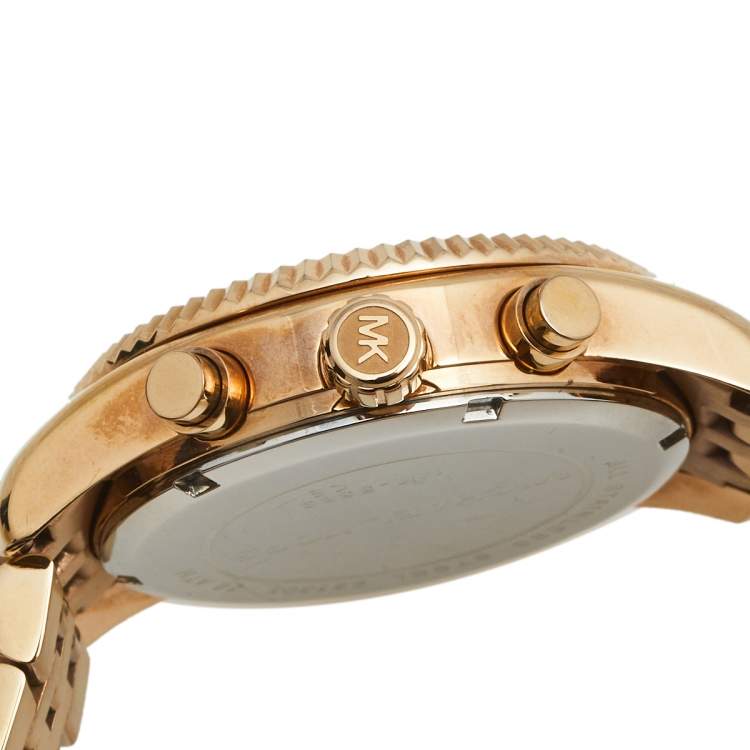 Pre Owned Michael Kors Rose Gold Plated Stainless Steel Lexington MK5569 Women's Wristwatch 38 mm
