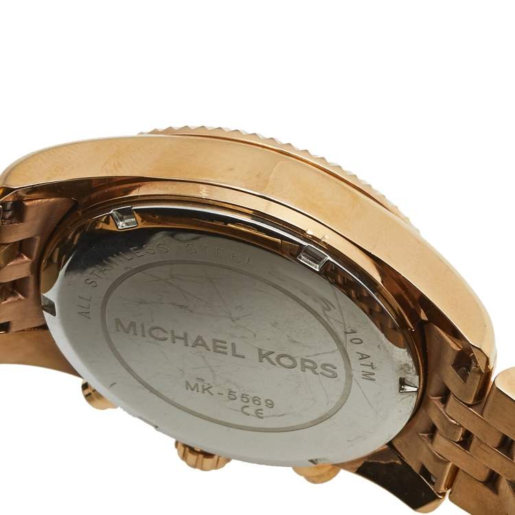 Pre Owned Michael Kors Rose Gold Plated Stainless Steel Lexington MK5569 Women's Wristwatch 38 mm