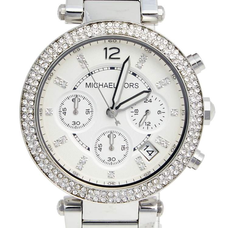 Pre Owned Michael Kors Silver Stainless Steel Parker MK5353 Women's Wristwatch 39 mm
