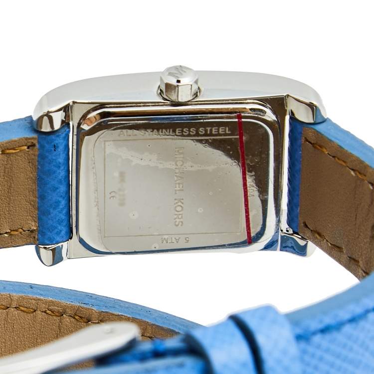 Pre Owned Michael Kors Silver Stainless Steel Leather Taylor Mini MK2339 Women's Wristwatch 20 mm