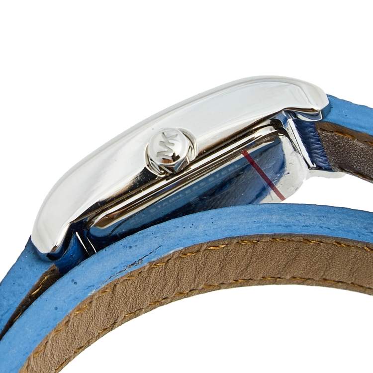 Pre Owned Michael Kors Silver Stainless Steel Leather Taylor Mini MK2339 Women's Wristwatch 20 mm