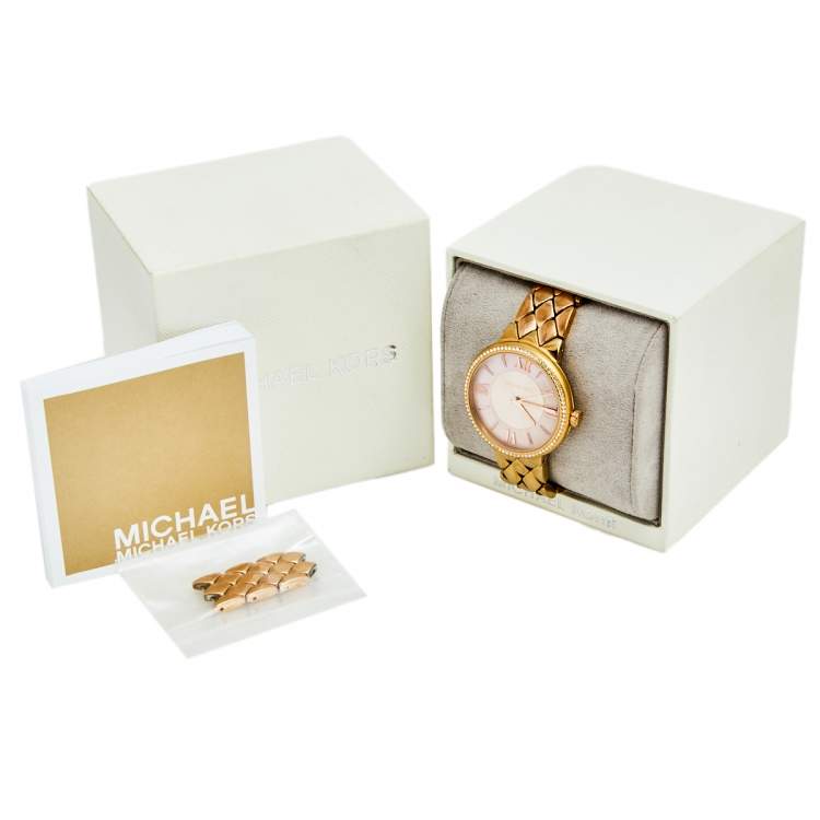 Pre Owned Michael Kors Mother of Pearl Rose Gold Plated Stainless Steel Courtney MK3705 Women's Wristwatch 36 mm