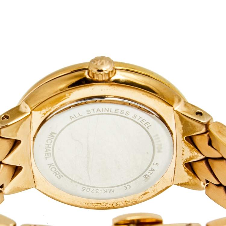 Pre Owned Michael Kors Mother of Pearl Rose Gold Plated Stainless Steel Courtney MK3705 Women's Wristwatch 36 mm