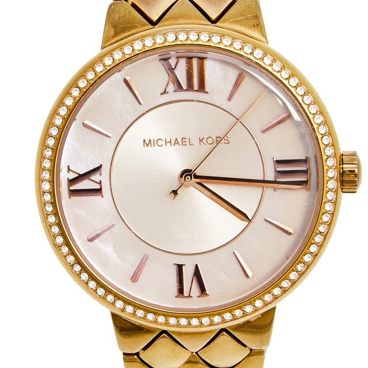 Pre Owned Michael Kors Mother of Pearl Rose Gold Plated Stainless Steel Courtney MK3705 Women's Wristwatch 36 mm