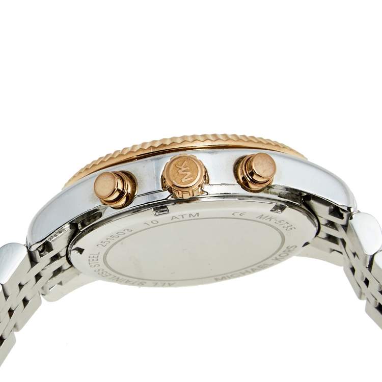 Pre Owned Michael Kors Silver Tri-Tone Stainless Steel Lexington MK5735 Women's Wristwatch 38 mm